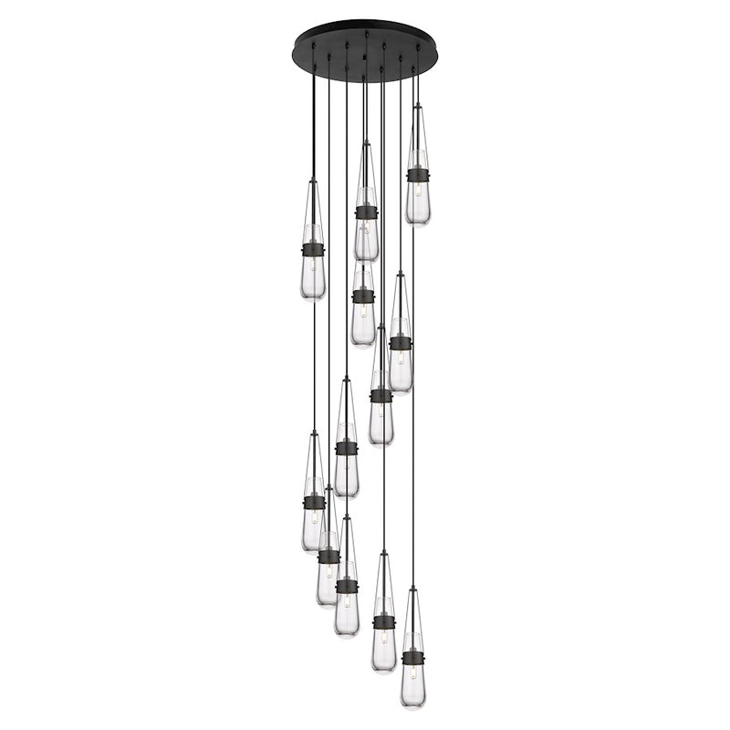 Innovations Milan 12Lt 4" CM Pendant, 24" Canopy, BK/CL - 126-452-1P-BK-G452-4CL