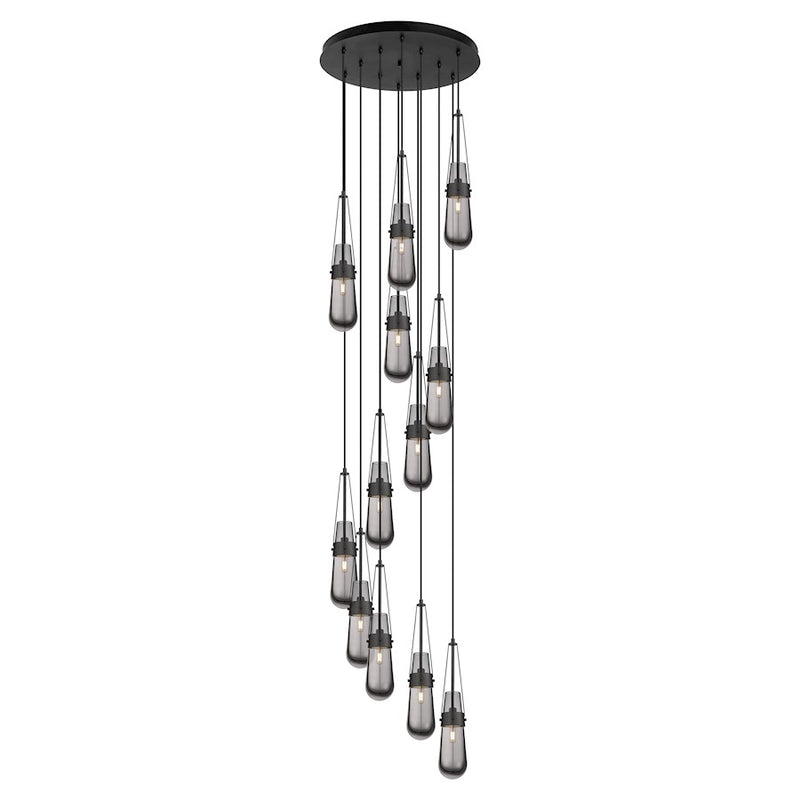 Innovations Milan 12Lt 4" CM Pendant, 24" Canopy, BK/SM - 126-452-1P-BK-G452-4SM