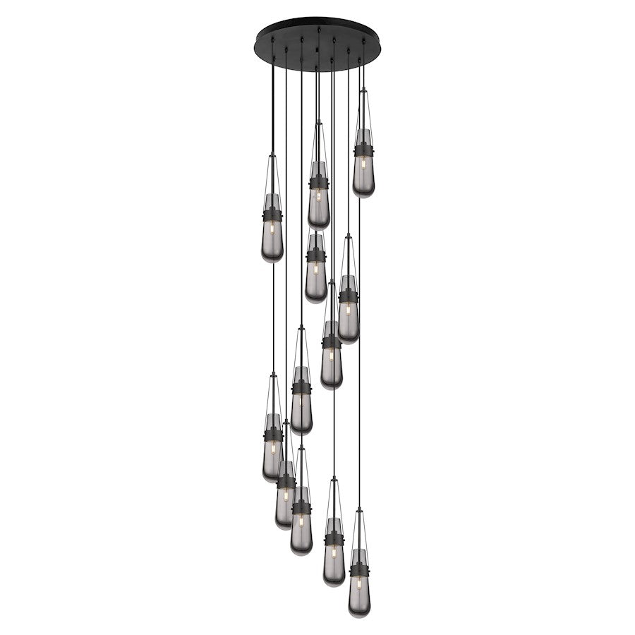 Innovations Milan 12Lt 4" CM Pendant, 24" Canopy, BK/SM - 126-452-1P-BK-G452-4SM