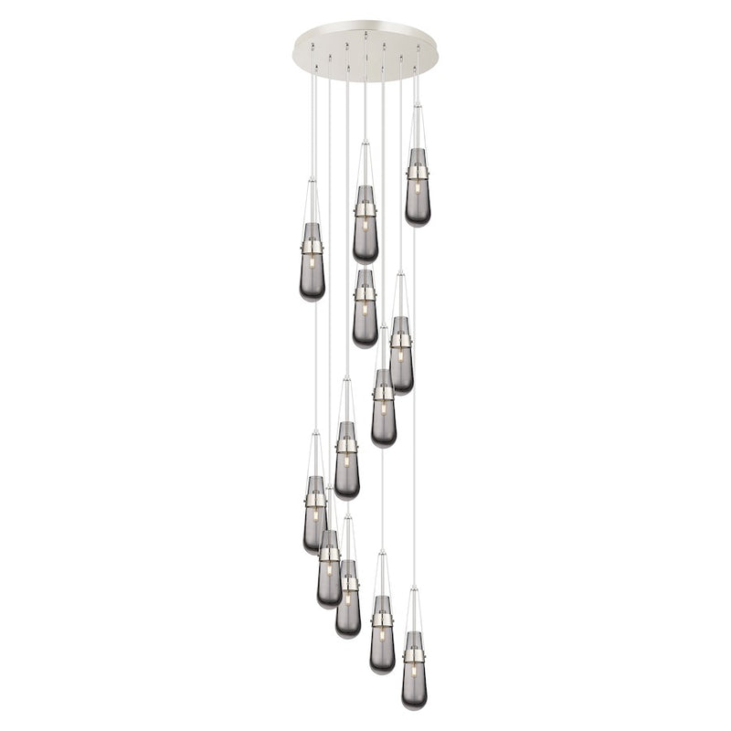 Innovations Milan 12Lt 4" CM Pendant, 24" Canopy, PN/SM - 126-452-1P-PN-G452-4SM