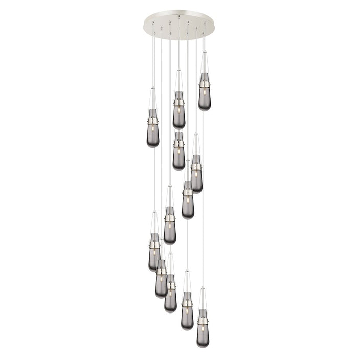 Innovations Milan 12Lt 4" CM Pendant, 24" Canopy, PN/SM - 126-452-1P-PN-G452-4SM