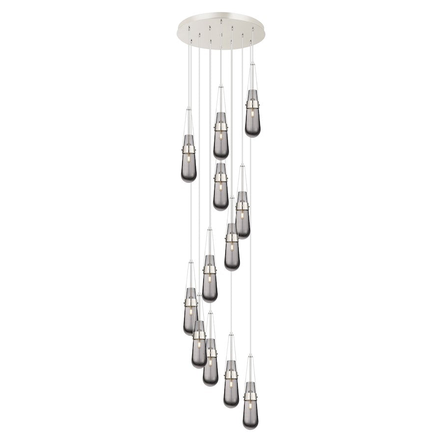 Innovations Milan 12Lt 4" CM Pendant, 24" Canopy, PN/SM - 126-452-1P-PN-G452-4SM