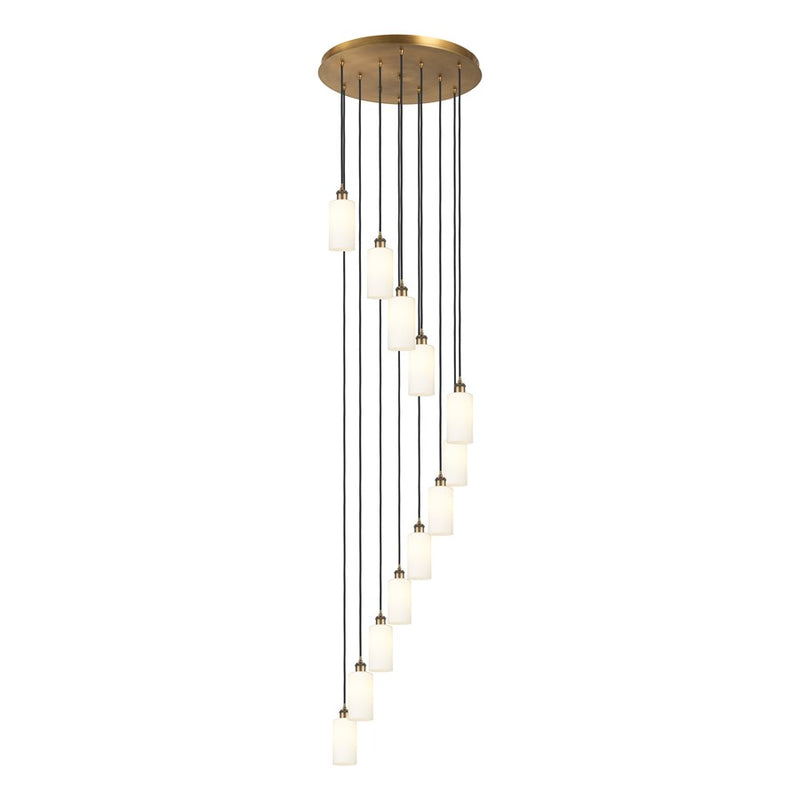 Innovations Crown Point 12Lt 24" Cord Multi Pend, BRS/WH - 126B-12P-BB-G434-7WH