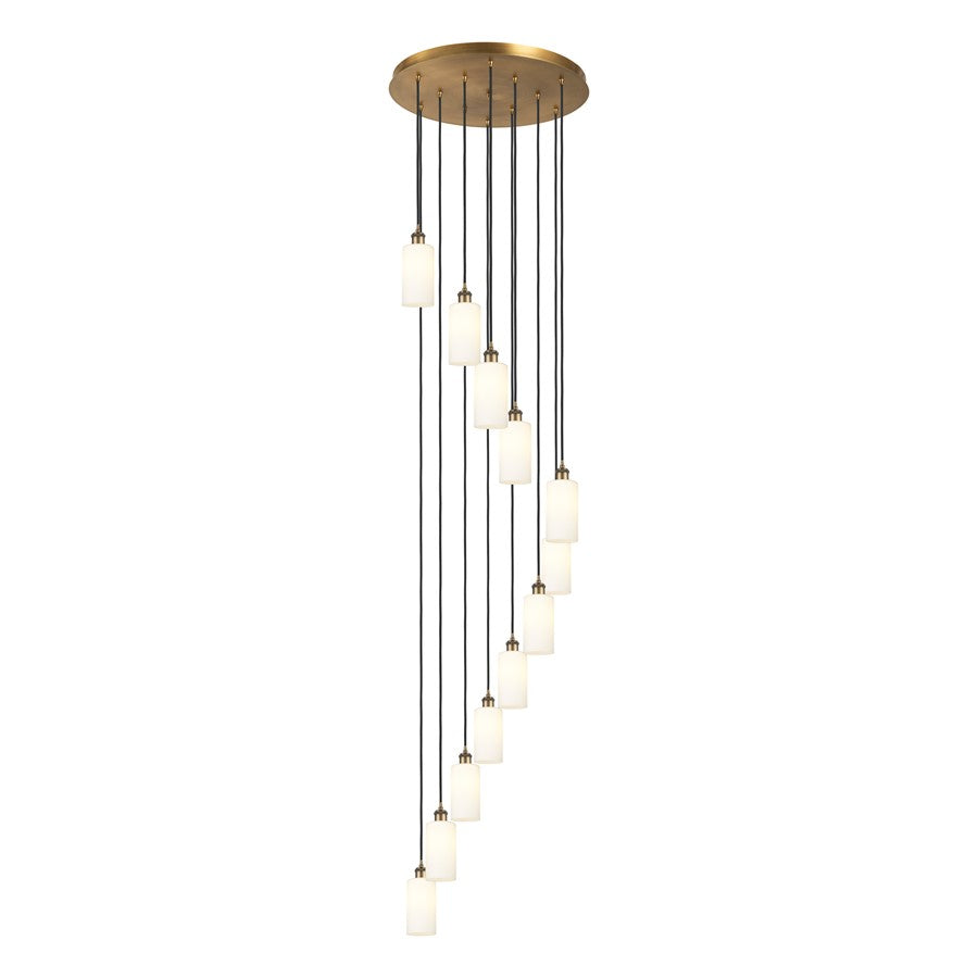 Innovations Crown Point 12Lt 24" Cord Multi Pend, BRS/WH - 126B-12P-BB-G434-7WH