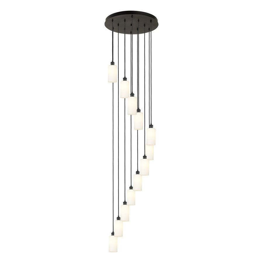 Innovations Crown Point 12Lt 24" Cord Multi Pend, BK/WH - 126B-12P-BK-G434-7WH