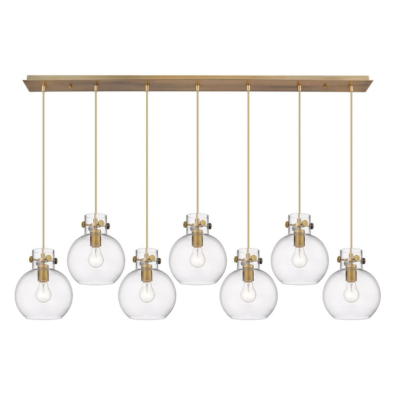 Innovations Newton Sphere 7Lt 8" CL Pendant, BS/CL - 127-410-1PS-BB-G410-8CL