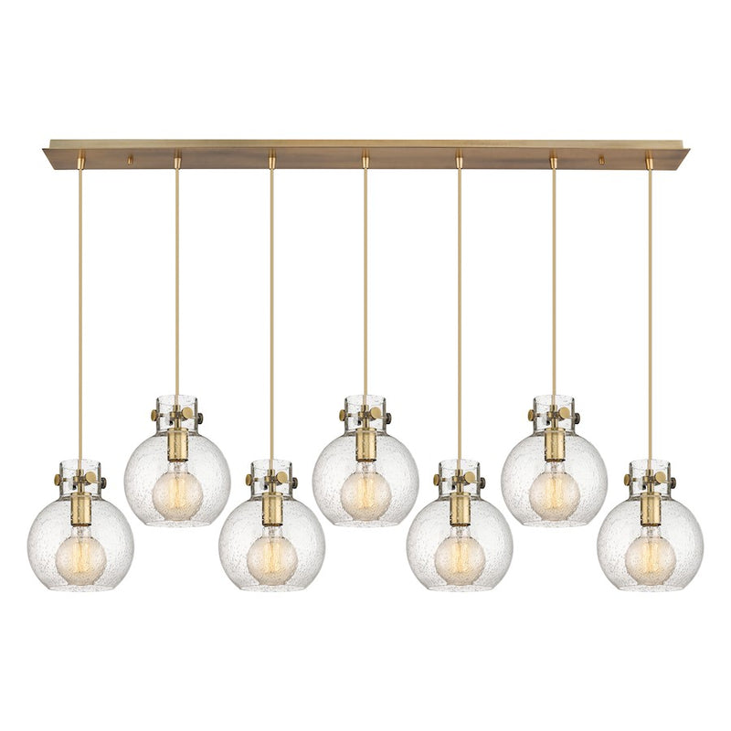 Innovations Newton Sphere 7Lt 8" CL Pendant, BS/SD - 127-410-1PS-BB-G410-8SDY