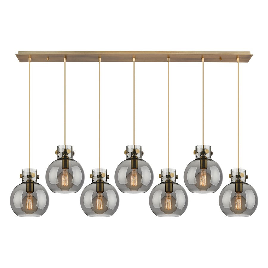 Innovations Newton Sphere 7Lt 8" CL Pendant, BS/SM - 127-410-1PS-BB-G410-8SM