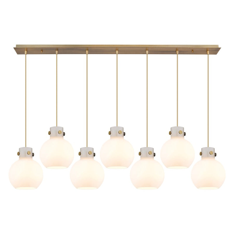 Innovations Newton Sphere 7Lt 8" CL Pendant, BS/WH - 127-410-1PS-BB-G410-8WH