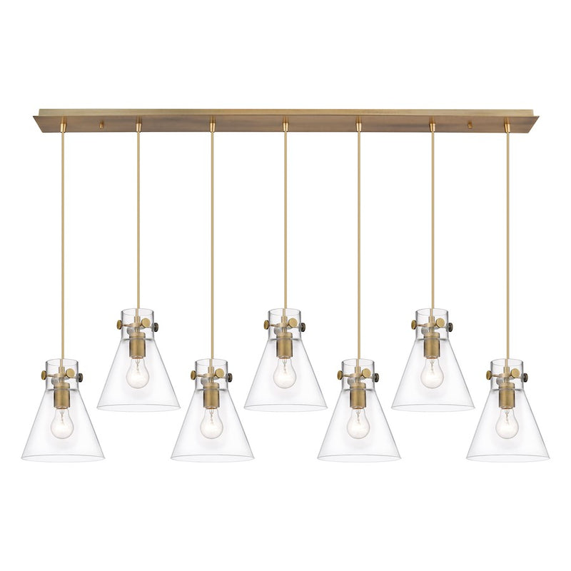 Innovations Newton Cone 7Lt 8" CL Pendant, BS/CL - 127-410-1PS-BB-G411-8CL