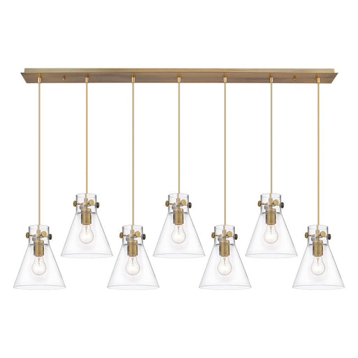 Innovations Newton Cone 7Lt 8" CL Pendant, BS/CL - 127-410-1PS-BB-G411-8CL