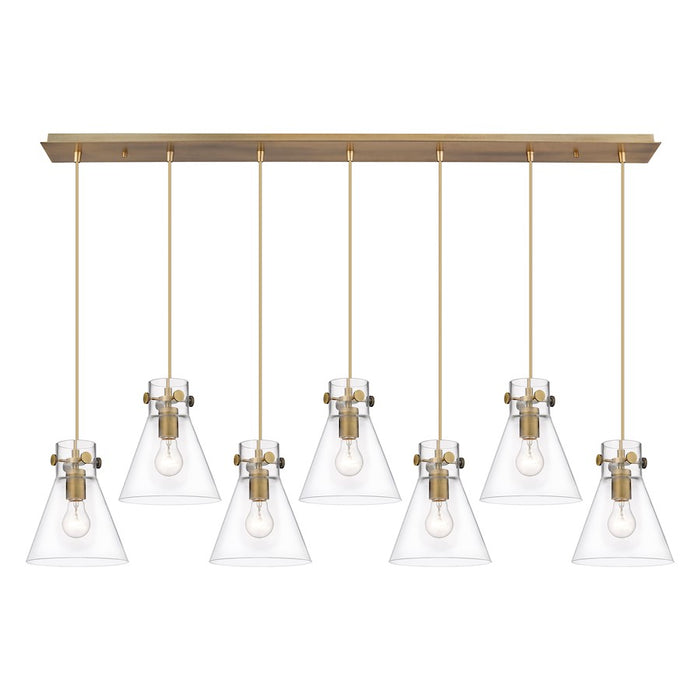 Innovations Newton Cone 7Lt 8" CL Pendant, BS/CL - 127-410-1PS-BB-G411-8CL