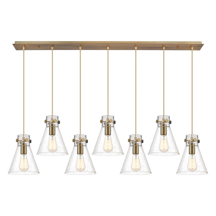 Innovations Newton Cone 7Lt 8" CL Pendant, BS/SD - 127-410-1PS-BB-G411-8SDY