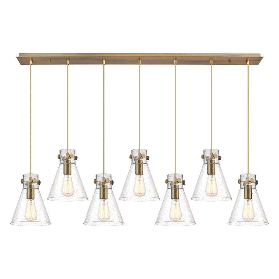 Innovations Newton Cone 7Lt 8" CL Pendant, BS/SD - 127-410-1PS-BB-G411-8SDY