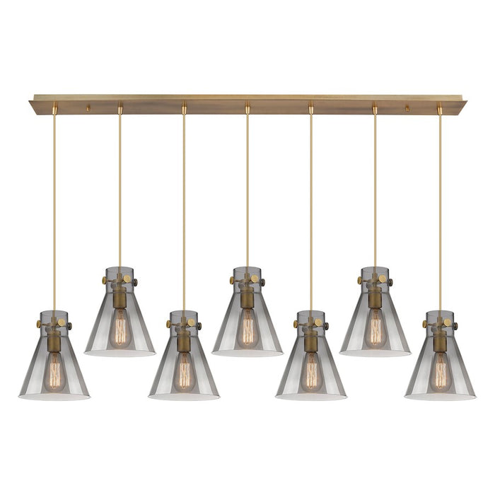 Innovations Newton Cone 7Lt 8" CL Pendant, BS/SM - 127-410-1PS-BB-G411-8SM