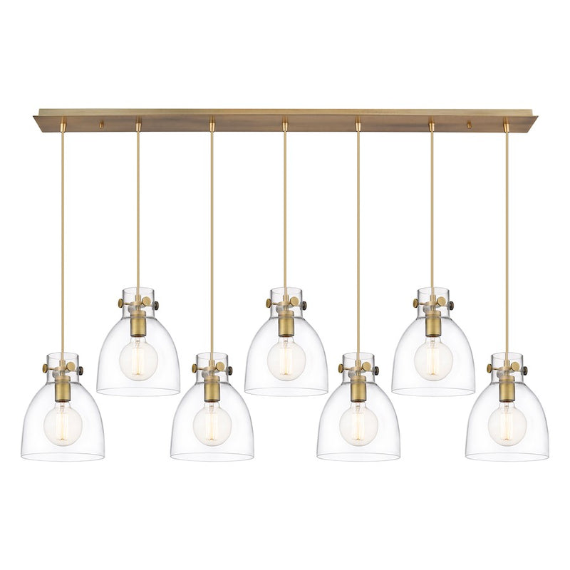 Innovations Newton Bell 7Lt 8" CL Pendant, BS/CL - 127-410-1PS-BB-G412-8CL