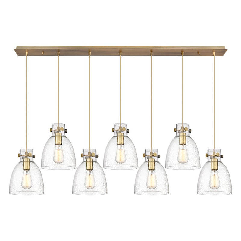 Innovations Newton Bell 7Lt 8" CL Pendant, BS/SD - 127-410-1PS-BB-G412-8SDY