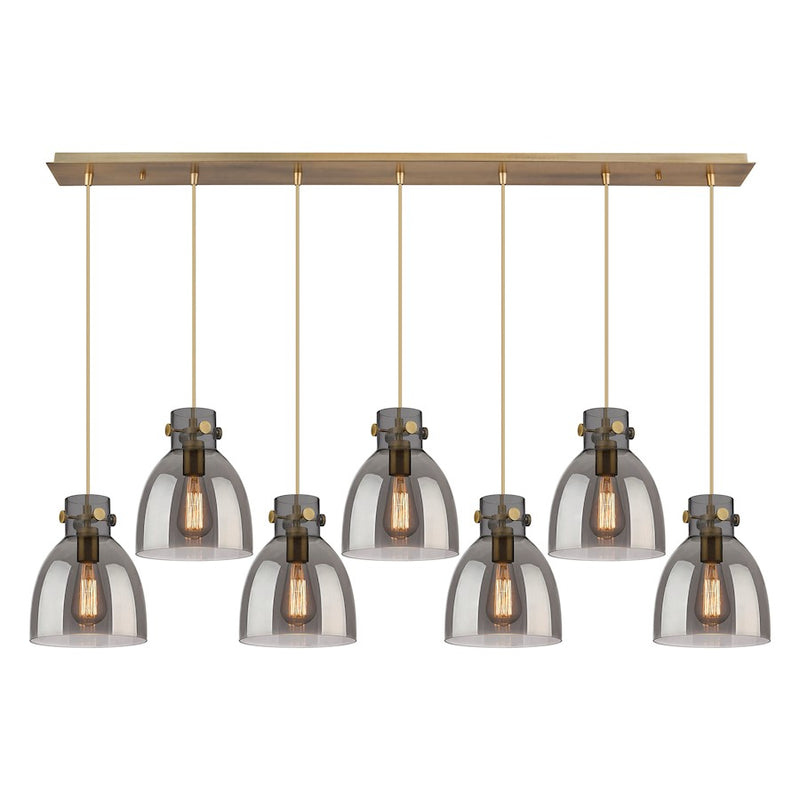 Innovations Newton Bell 7Lt 8" CL Pendant, BS/SM - 127-410-1PS-BB-G412-8SM