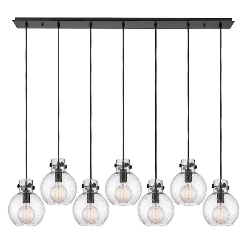 Innovations Newton Sphere 7Lt 8" CL Pendant, BK/SD - 127-410-1PS-BK-G410-8SDY