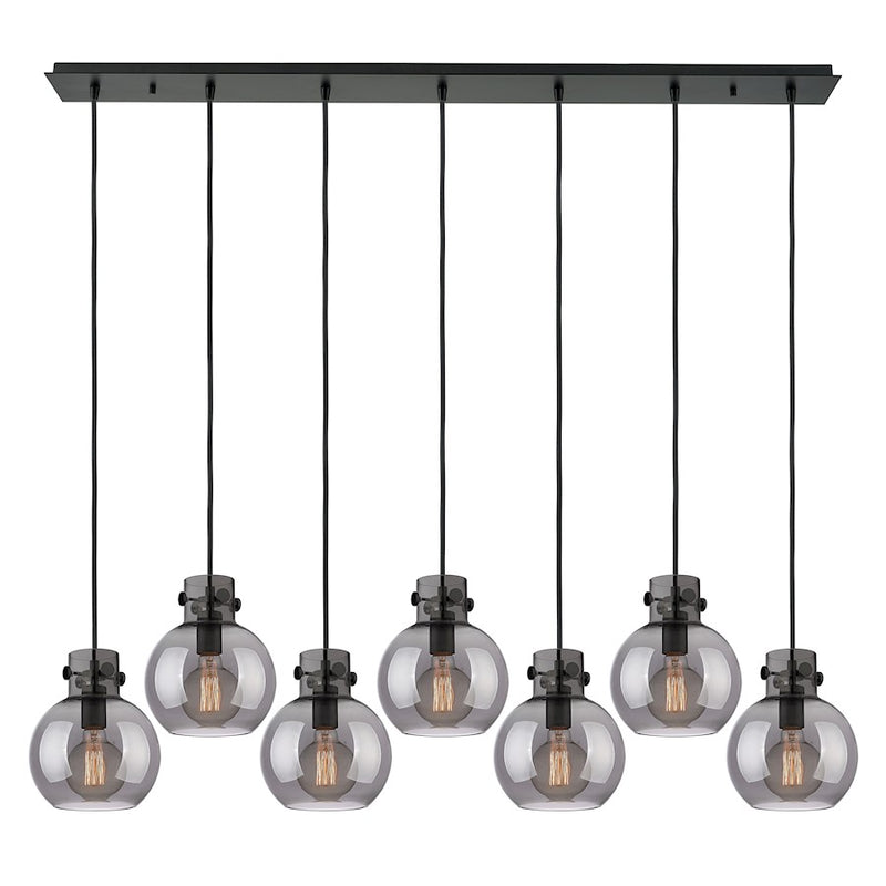 Innovations Newton Sphere 7Lt 8" CL Pendant, BK/SM - 127-410-1PS-BK-G410-8SM