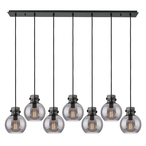 Innovations Newton Sphere 7Lt 8" CL Pendant, BK/SM - 127-410-1PS-BK-G410-8SM