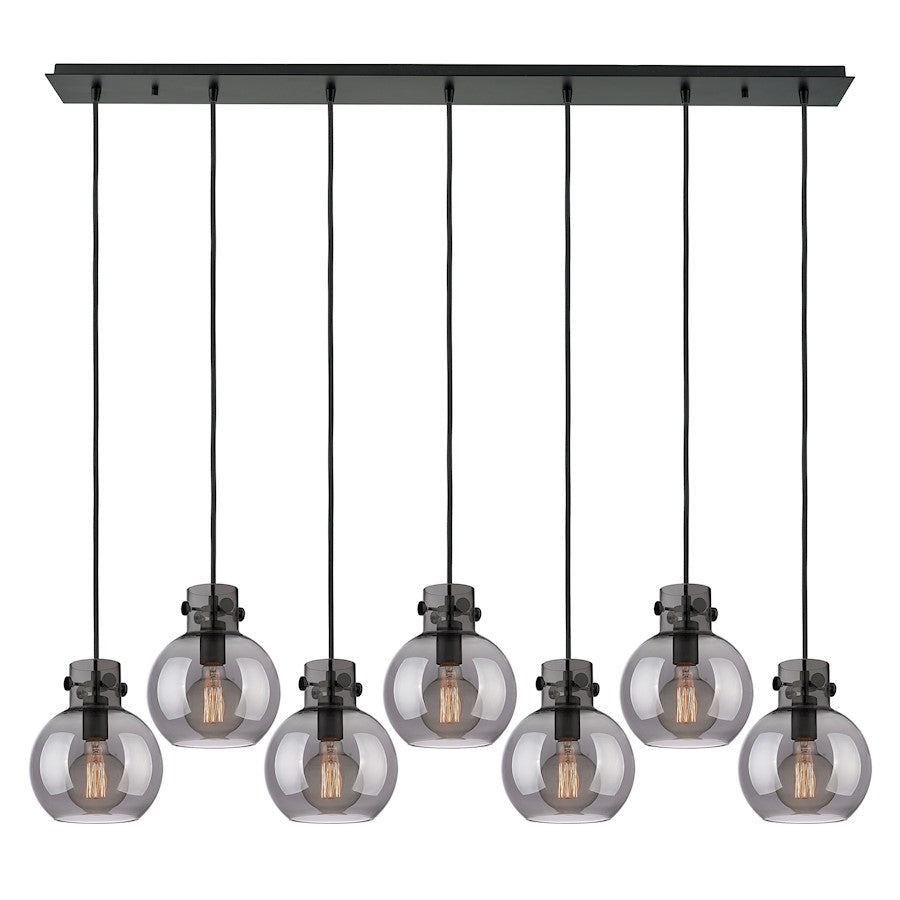 Innovations Newton Sphere 7Lt 8" CL Pendant, BK/SM - 127-410-1PS-BK-G410-8SM