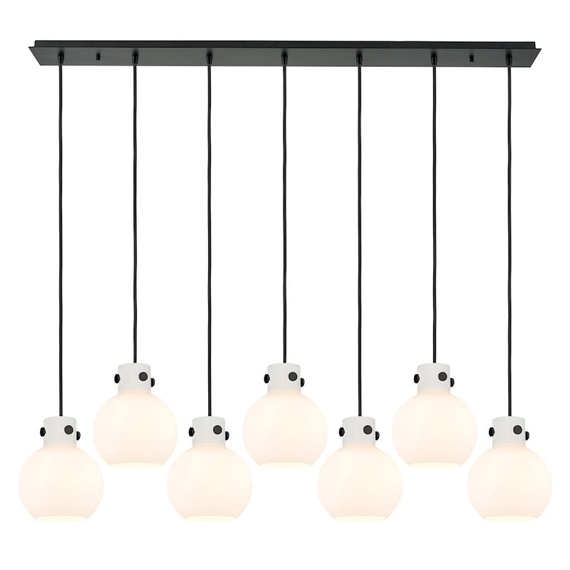 Innovations Newton Sphere 7Lt 8" CL Pendant, BK/WH - 127-410-1PS-BK-G410-8WH