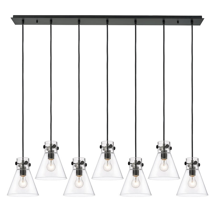 Innovations Newton Cone 7Lt 8" CL Pendant, BK/CL - 127-410-1PS-BK-G411-8CL