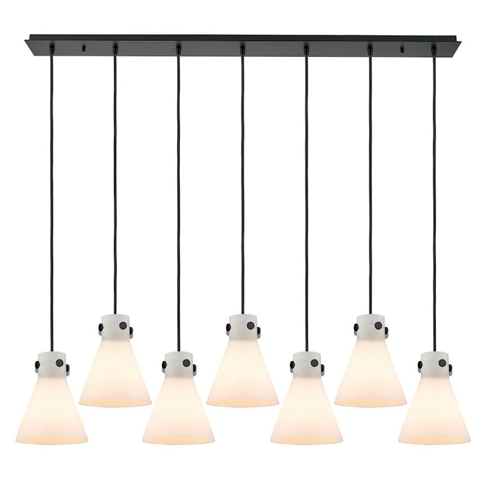 Innovations Newton Cone 7Lt 8" CL Pendant, BK/WH - 127-410-1PS-BK-G411-8WH