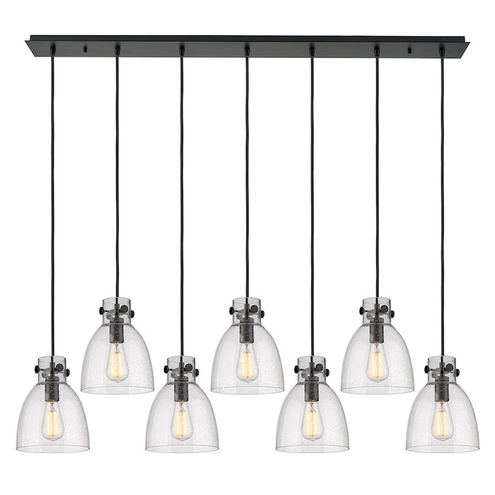 Innovations Newton Bell 7Lt 8" CL Pendant, BK/SD - 127-410-1PS-BK-G412-8SDY