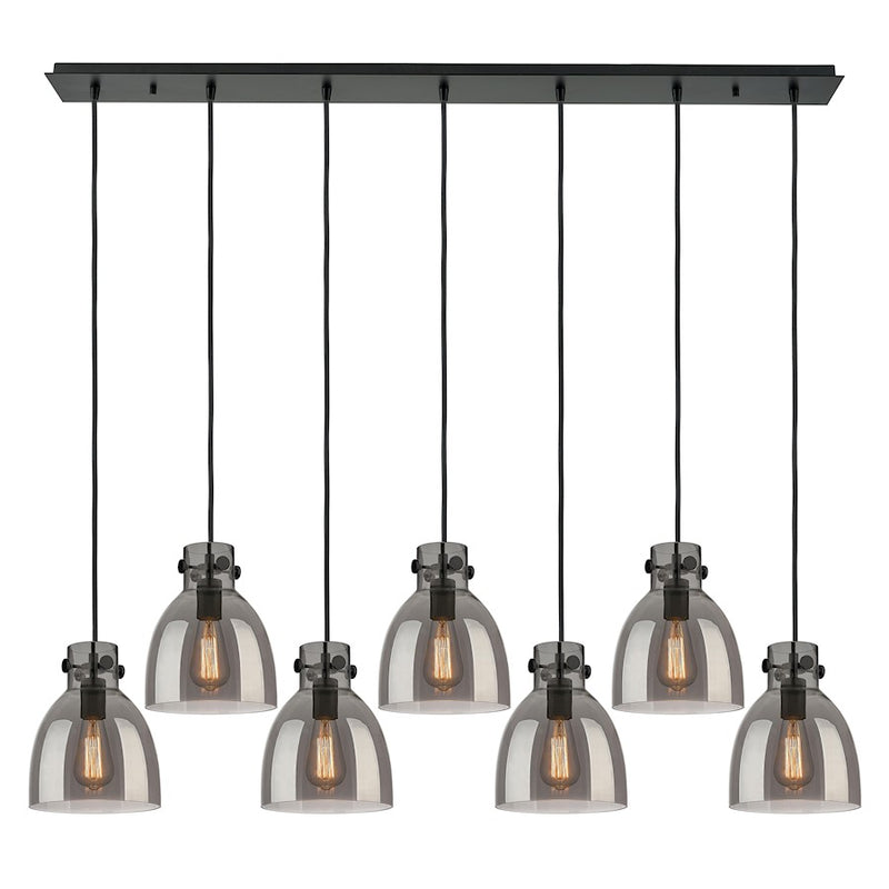 Innovations Newton Bell 7Lt 8" CL Pendant, BK/SM - 127-410-1PS-BK-G412-8SM