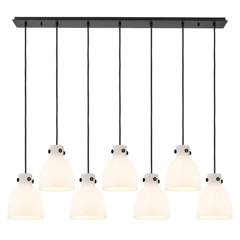 Innovations Newton Bell 7Lt 8" CL Pendant, BK/WH - 127-410-1PS-BK-G412-8WH