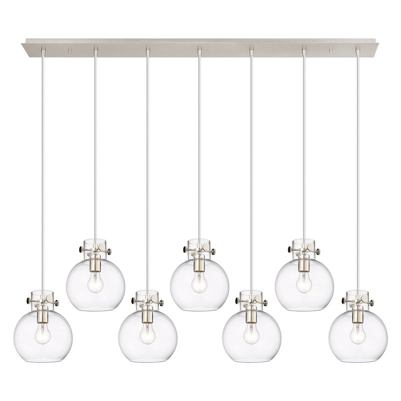 Innovations Newton Sphere 7Lt 8" CL Pendant, PN/CL - 127-410-1PS-PN-G410-8CL