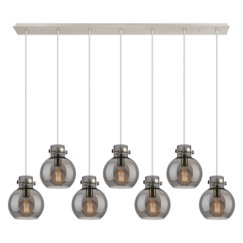 Innovations Newton Sphere 7Lt 8" CL Pendant, PN/SM - 127-410-1PS-PN-G410-8SM