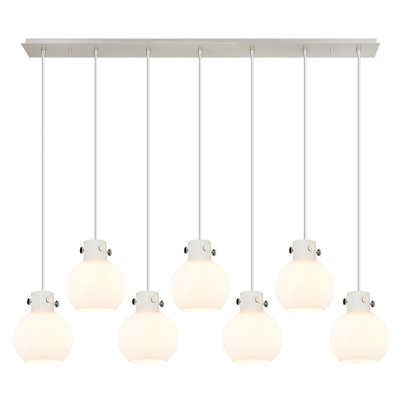 Innovations Newton Sphere 7Lt 8" CL Pendant, PN/WH - 127-410-1PS-PN-G410-8WH
