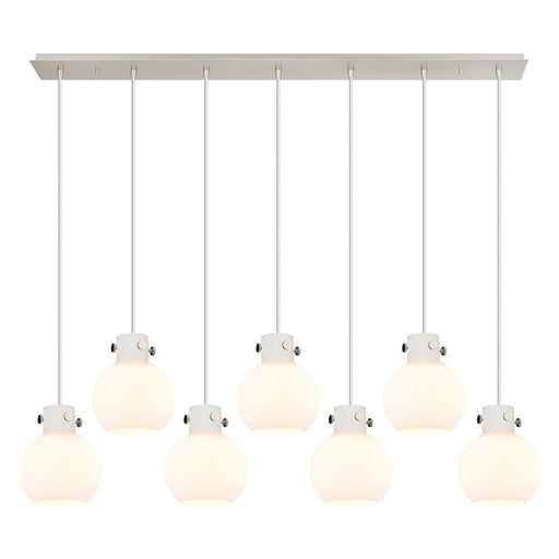 Innovations Newton Sphere 7Lt 8" CL Pendant, PN/WH - 127-410-1PS-PN-G410-8WH