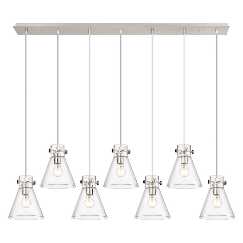 Innovations Newton Cone 7Lt 8" CL Pendant, PN/CL - 127-410-1PS-PN-G411-8CL
