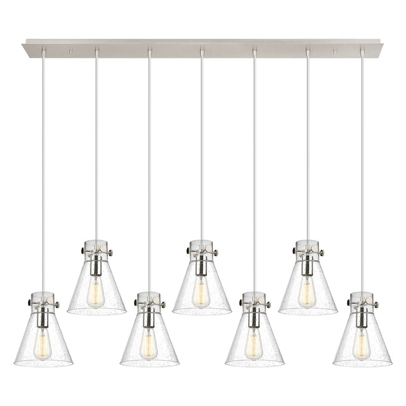 Innovations Newton Cone 7Lt 8" CL Pendant, PN/SD - 127-410-1PS-PN-G411-8SDY