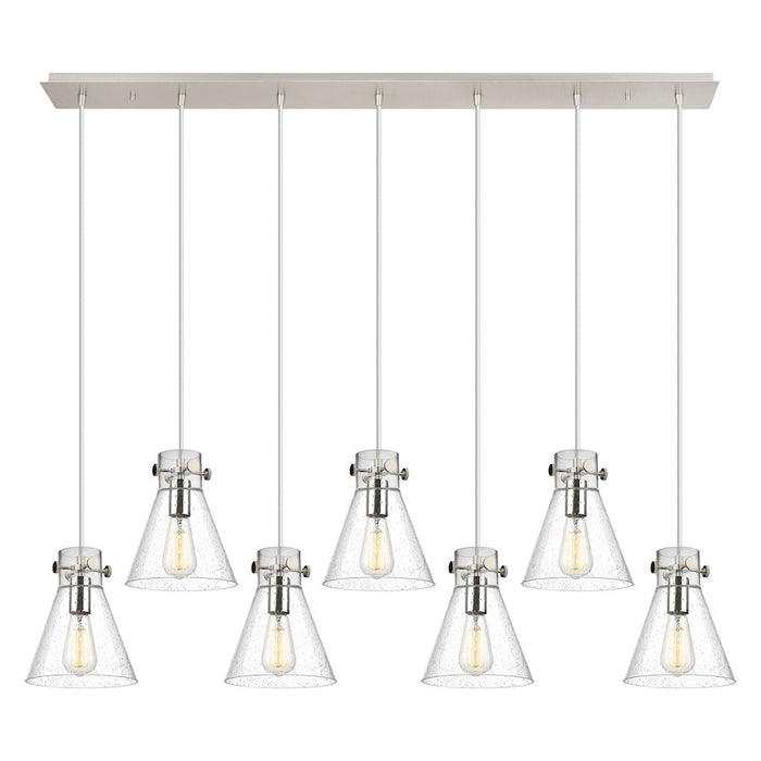 Innovations Newton Cone 7Lt 8" CL Pendant, PN/SD - 127-410-1PS-PN-G411-8SDY