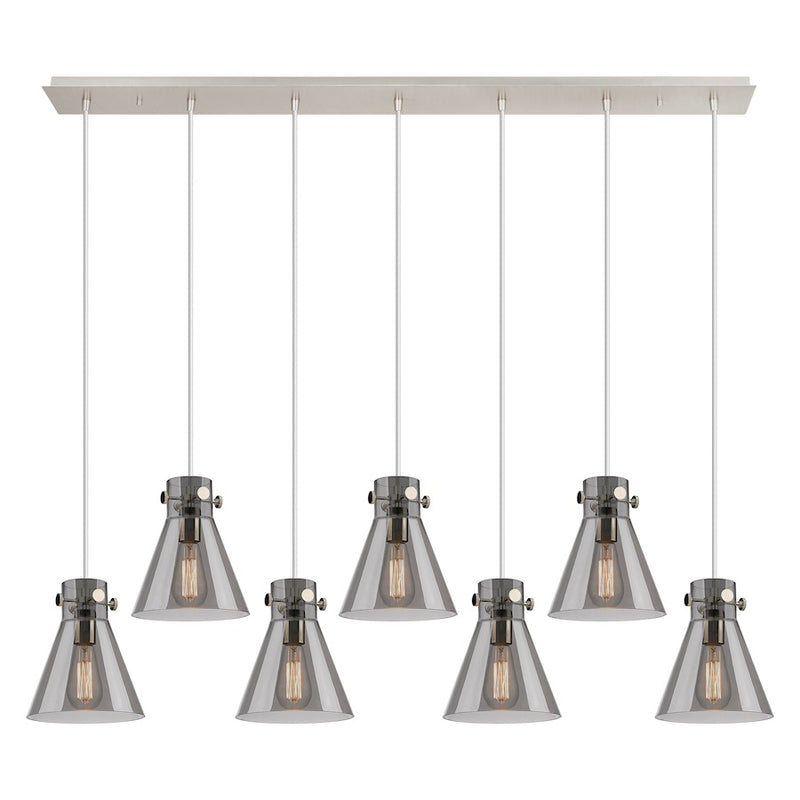 Innovations Newton Cone 7Lt 8" CL Pendant, PN/SM - 127-410-1PS-PN-G411-8SM