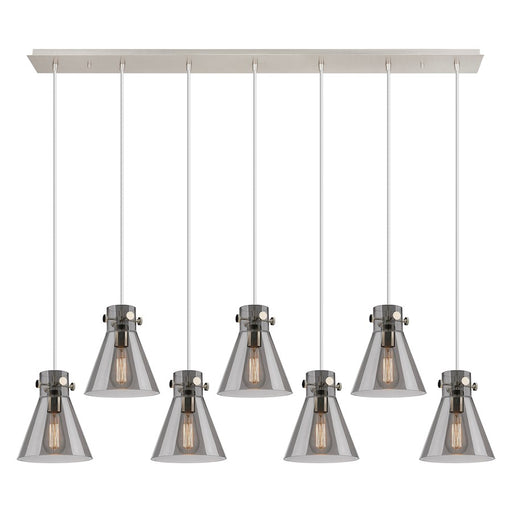 Innovations Newton Cone 7Lt 8" CL Pendant, PN/SM - 127-410-1PS-PN-G411-8SM