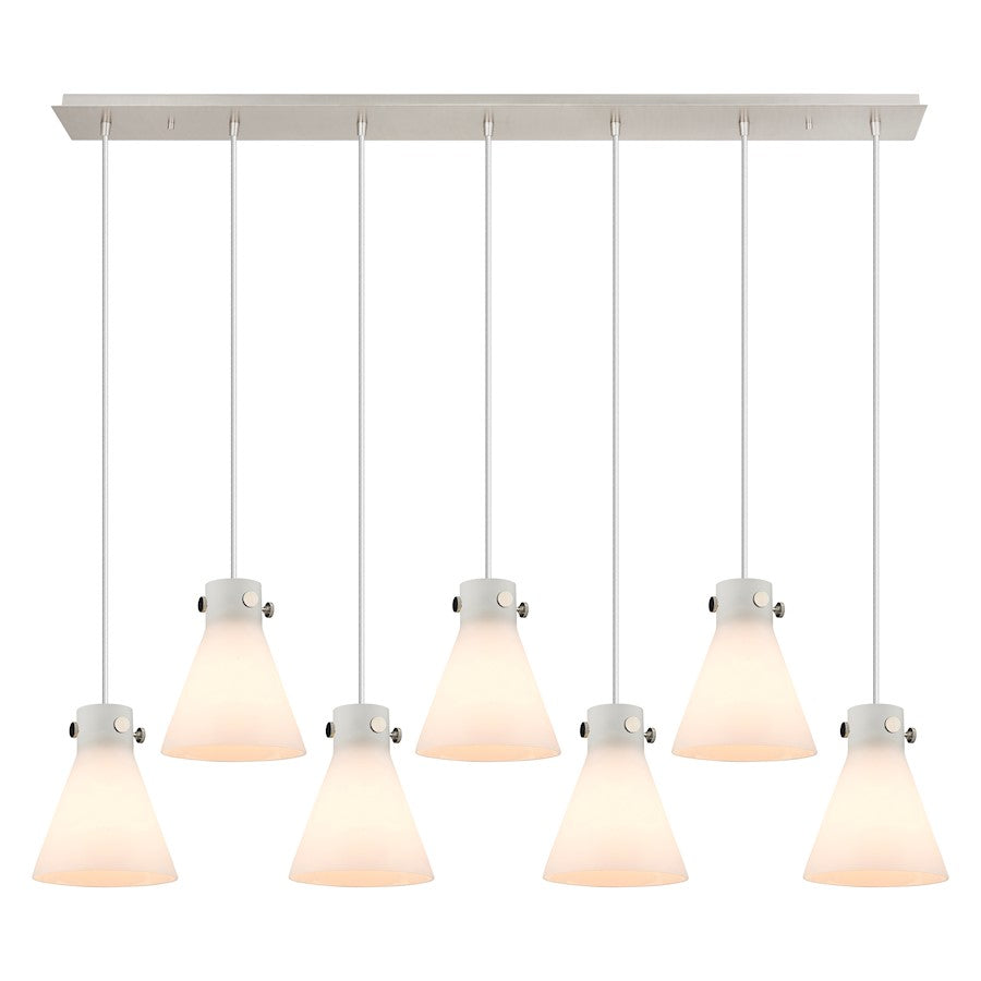 Innovations Newton Cone 7Lt 8" CL Pendant, PN/WH - 127-410-1PS-PN-G411-8WH