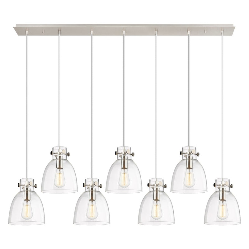 Innovations Newton Bell 7Lt 8" CL Pendant, PN/CL - 127-410-1PS-PN-G412-8CL