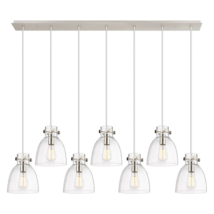 Innovations Newton Bell 7Lt 8" CL Pendant, PN/CL - 127-410-1PS-PN-G412-8CL