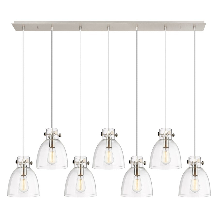 Innovations Newton Bell 7Lt 8" CL Pendant, PN/CL - 127-410-1PS-PN-G412-8CL