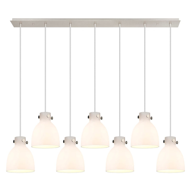 Innovations Newton Bell 7Lt 8" CL Pendant, PN/WH - 127-410-1PS-PN-G412-8WH