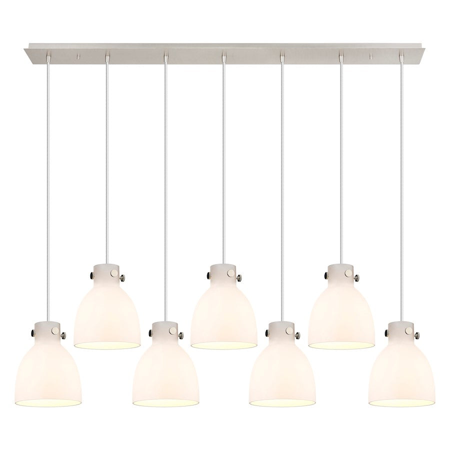 Innovations Newton Bell 7Lt 8" CL Pendant, PN/WH - 127-410-1PS-PN-G412-8WH