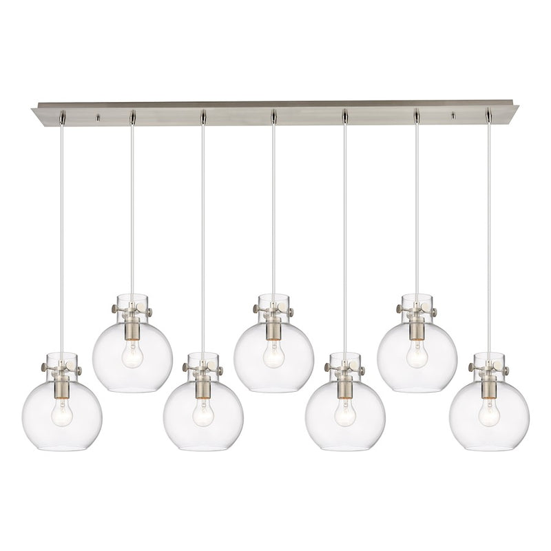 Innovations Newton Sphere 7Lt 8" CL Pendant, SN/CL - 127-410-1PS-SN-G410-8CL