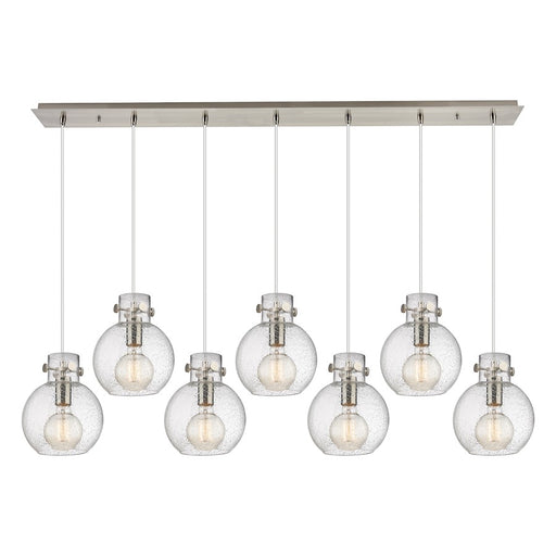 Innovations Newton Sphere 7Lt 8" CL Pendant, SN/SD - 127-410-1PS-SN-G410-8SDY