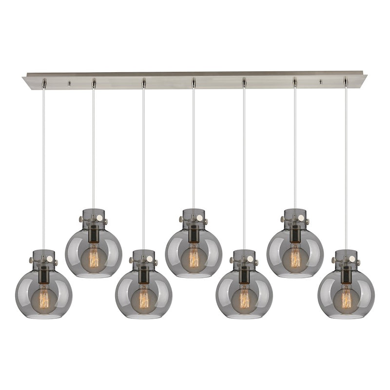 Innovations Newton Sphere 7Lt 8" CL Pendant, SN/SM - 127-410-1PS-SN-G410-8SM